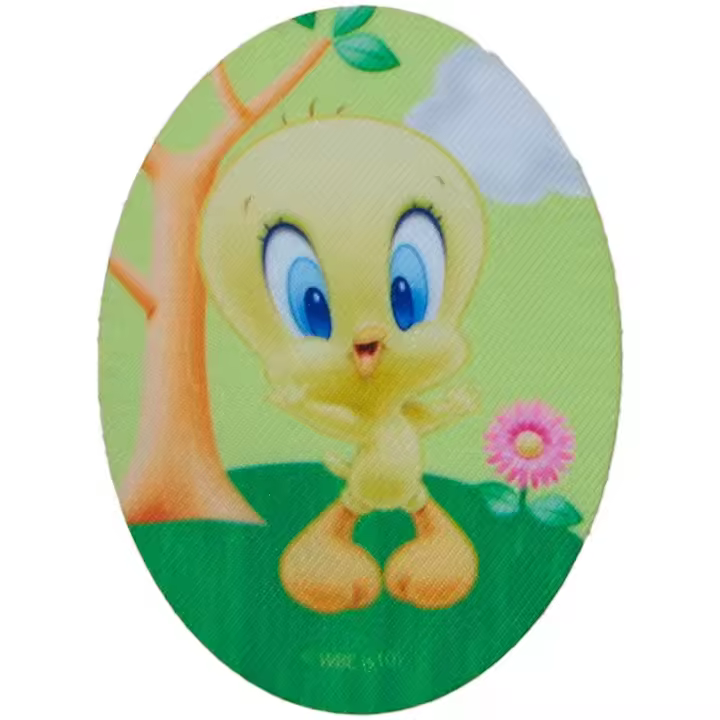 Parches Ropa Warner Bros – Parche Impreso Ropa – Animales – (licencia oficial) – Baby Looney Tunes – Tweety – Canario Piolín con Flor – Bebé – Tiernos – 11,0 x 8,0 cm. - Moda The Happy Patch - 1