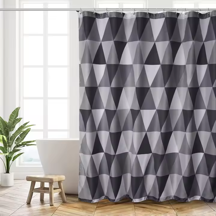 Cortina de Ducha Lavable, Poliester de Baño, 180x200 cm, Cortina Bañera seca rápida con 12 Ganchos - 1