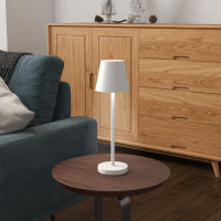 HOMCOM Lámpara de Mesita de Noche con Luces LED Lámpara de Mesa Inalámbrica USB-C Recargable 3 Colores Pantalla de Acrílico para Dormitorio Salón Ø11,2x36,5 cm Blanco - details 1