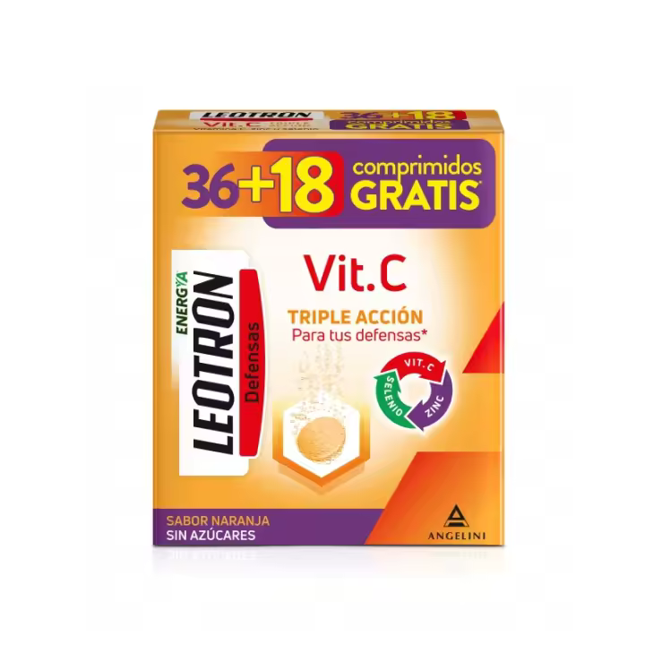 LEOTRON DEFENSAS VIT C TRIPLE ACCIÓN 36 COMPRIMIDOS EFERVESCENTE + 18 COMPRIMIDOS GRATIS - 1
