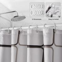 Cortina de ducha a prueba de moho, cortina de ducha de tela de poliéster impermeable antibacteriana lavable a máquina, cortinas de baño semi-escarpadas con 12 ganchos, color blanco - details 2