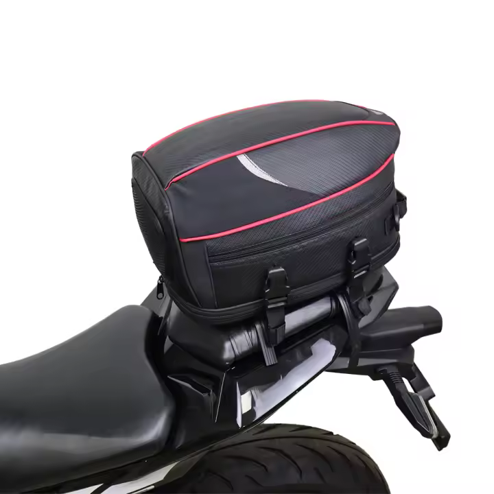 Bolsa De Cola De Motocicleta Negra Impermeable Gran Capacidad Para Viaje Y Equipaje Trasero De Moto Material De Lona Oxford Y EVA - 1
