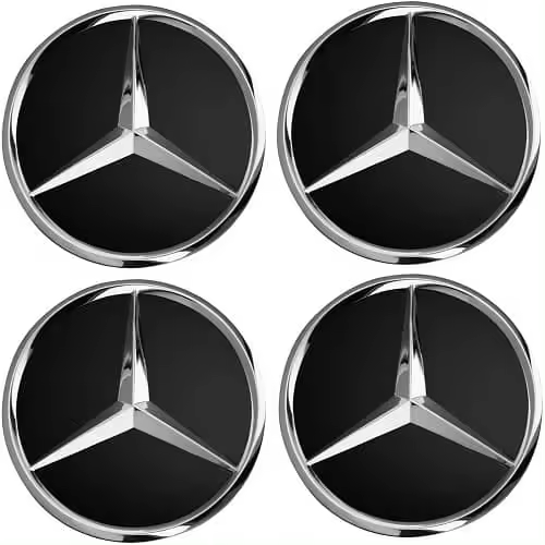 Embellecedor Para Llanta Compatible Con Mercedes 75 Mm (4 Uds) Negro - 1