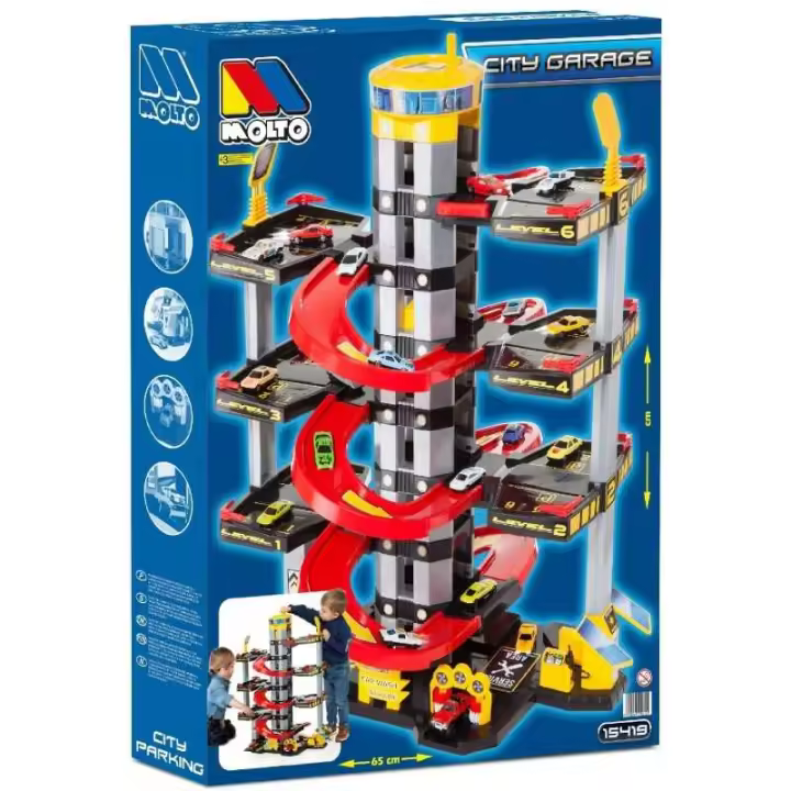 LOUM By Molto Luce Parking Coches Gigante Infantil de 7 Plantas - Fuerte y Resistente - Fácil de Montar - 1