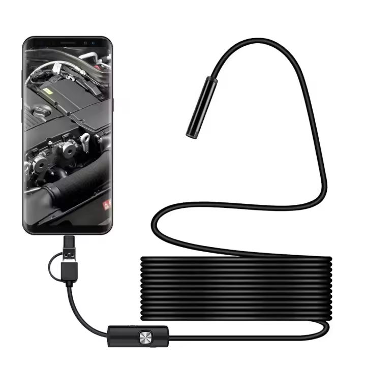 Cámara De Endoscopia HD Completa MicroUSB Tipo C Para Smartphone Android 2M 5M 10m Cables Rígidos Flexibles 8mm Inspección - 1