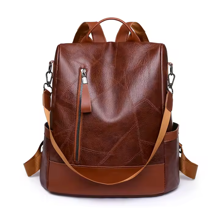 Mochila Casual Para Mujer Con Diseño Antirrobo Mochila De Viaje Multifuncional Rucsack Femenino Con Múltiples Bolsillos Material PU - 1