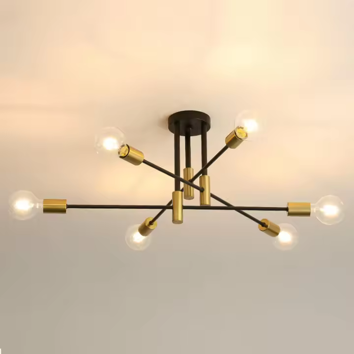 lámparas de techo industriales retro negras E27 para dormitorio y sala de estar con diámetro de 83cm - 1