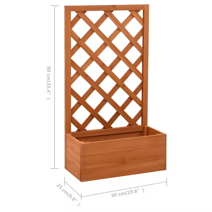 vidaXL Jardinera enrejada de jardín madera abeto naranja 50x25x90 cm - 1