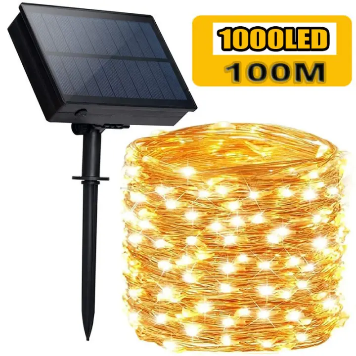 Cadena De Luces Solares LED Para Exterior 1000 LEDs 100 Metros Guirnalda De Navidad Y Fiesta De Año Nuevo Decoración De Jardín - 1
