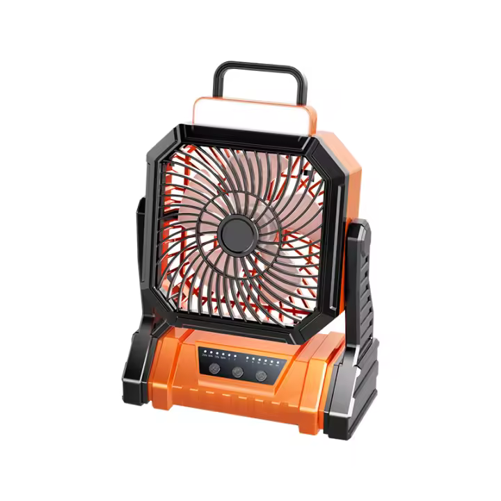 Tienda BIT Ventilador Portátil para Acampar Al Aire Libre - Batería de 5400 Mah - Iluminación 3 Niveles - 4 Niveles de Sincronización - 4 Niveles de Velocidad del Viento - Verde/Naranja - 1