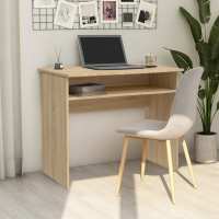 vidaXL Escritorio de madera contrachapada 90x50x74 cm en color Blanco/Blanco brillante/Gris hormigón y más | estructura resistente ideal para salón dormitorio o estudio - details 9