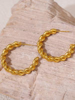 316L 304L de Maple inoxidable de Rosca de Aro Pendientes de las mujeres de la joyería de regalo Twisted Pierce Geométrico Irregular Pendientes de moda - details 2