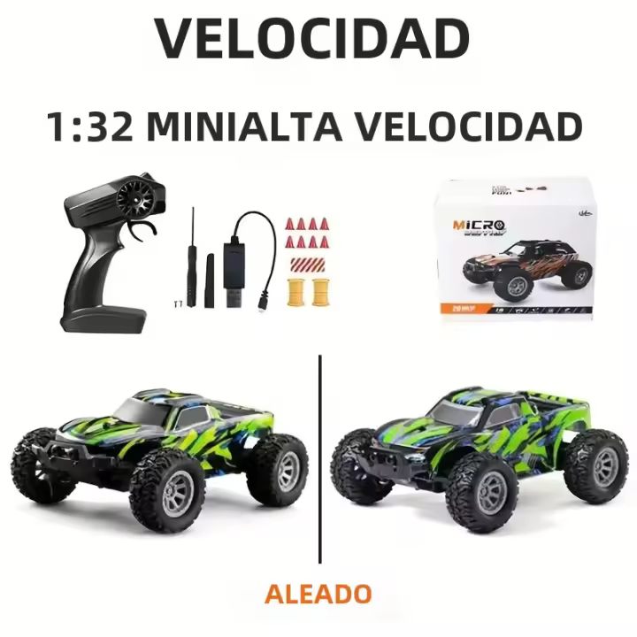 Coche RC De Alta Velocidad a Escala 1:32 Con Luz LED 20km/h Control Remoto 2.4Ghz Todo Terreno Para Niños De 6 a 12 Años Juguete Eléctrico - 1