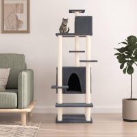 vidaXL Rascador para Gatos con Postes Árbol Torre de Escalada Sisal Color Crema,  Gris claro,  Gris oscuro y mas - details 2