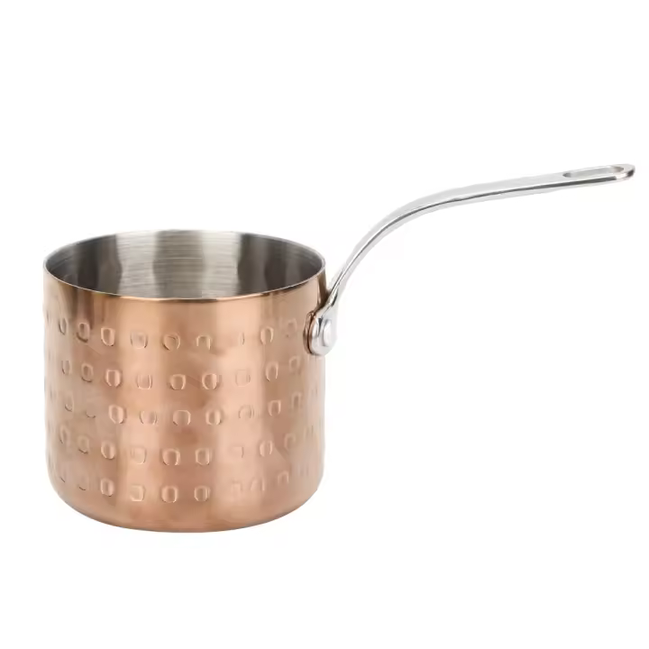 Olla pequeña para salsa de tres capas de acero inoxidable de Φ80 x 70 mm, sartén para sopa de color dorado rosa para utensilios de cocina a gas - 1