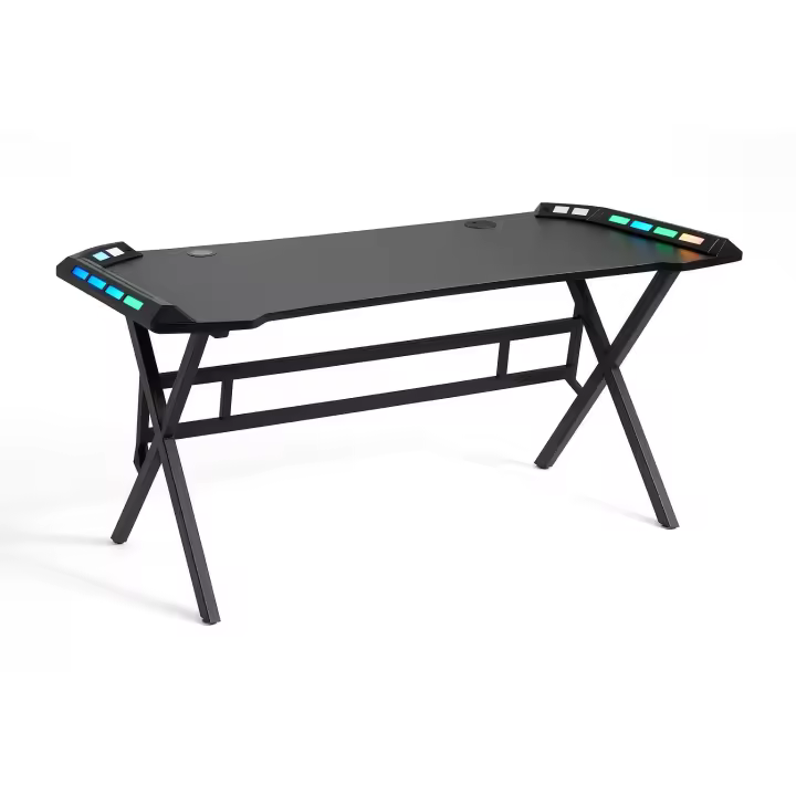 DUPI Mesa Gaming 120x60cm con Tablero Efecto Fibra de Carbono, Mesa Gamer de Juegos - 1
