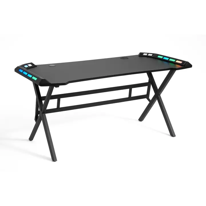 DUPI Mesa Gaming 120x60cm con Tablero Efecto Fibra de Carbono, Mesa Gamer de Juegos - 1