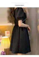 Vestido Vintage Bordado YUQI Para Mujer Verano 2024 Cierre De Cremallera Estilo Hepburn Retro Elegante Mini Con Cinturón Y Bow - details 26