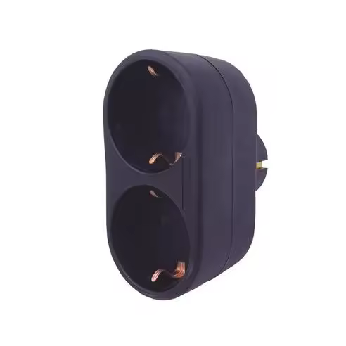 Ladrón de doble salida (3680W máximo) fabricado en polipropileno color negro - 1