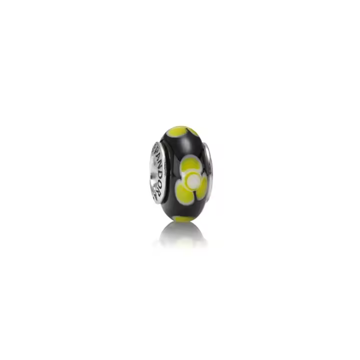 PANDORA Charm Flores de Murano Negro y Amarillo - 1