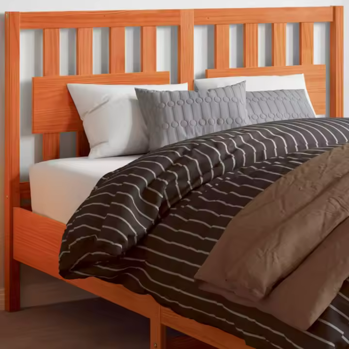 vidaXL Cabecero de cama madera maciza de pino marrón cera 135 cm - 1