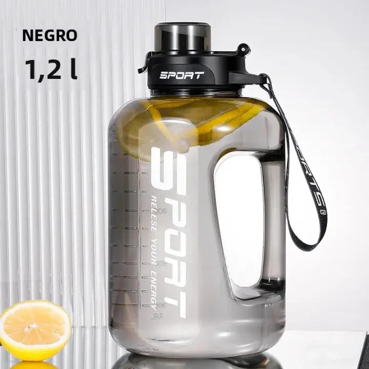 Botella De Agua Deportiva Grande Portátil Para Gimnasio Con Tapa Y Tiras Antideslizantes Botella De Viaje Con Taza De Beber a Prueba De Fugas Capacidad >1L - 1