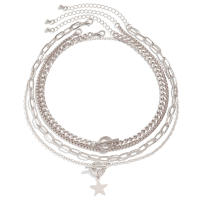 Juego De 4 Collares Vintage Con Estrella Y Hebilla OT Para Mujeres Y Hombres Cadena Cubana Metálica Gótica Moda 2024 Steampunk Grunge - details 7