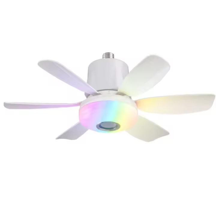 Pequeño VENTILADOR DE Techo de 18,5 pulgadas with Luz LED regulable, altavoz Bluetooth, 3 Colores, 3 Modos RGB, 3 velmode, E26 de Rosca, para dormitorio y Cocina. - 1