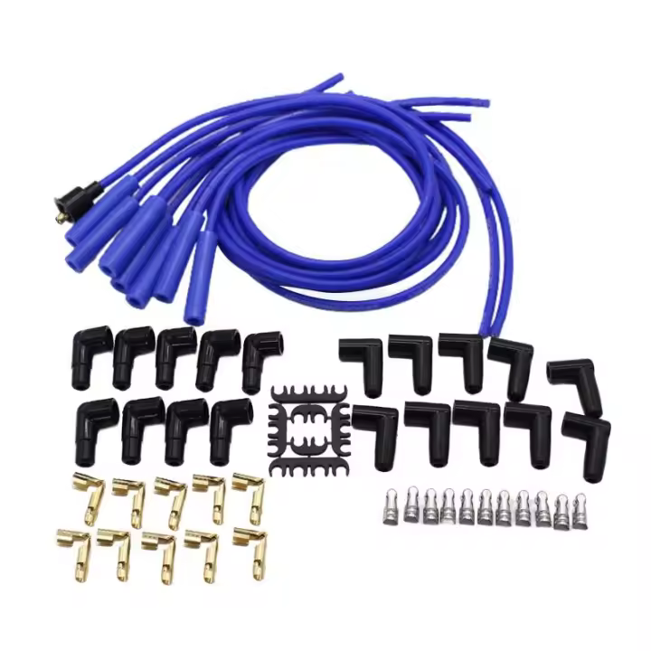 Juego De Cables De Encendido Universal 8mm Spark Plug Cable Montaje Directo a 180 Grados Accesorio De Rendimiento Estable Piezas De Repuesto Para Automóviles - 1