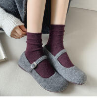 Calcetines De Lana Gruesos Para Mujer Estilo Retro Coloridos Casual Cálidos Para Otoño E Invierno Calcetines Sueltos De Alta Calidad Para Uso Diario - details 5