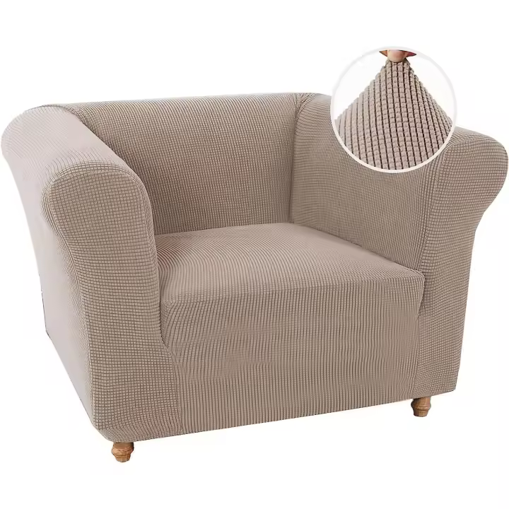 Funda para Sofa 3 Plazas Funda Cubre Sofa Chesterfield Ajustable Fundas de Sofá Elasticas Lavables Antideslizante Protector Cubiertas de Sofá con Brazos de Sala de Estar (Sand,1 Plazas) - 1