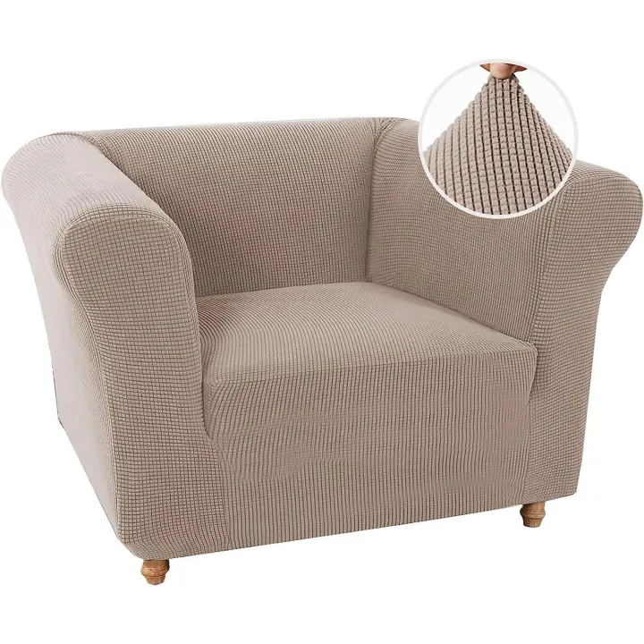 Funda para Sofa 3 Plazas Funda Cubre Sofa Chesterfield Ajustable Fundas de Sofá Elasticas Lavables Antideslizante Protector Cubiertas de Sofá con Brazos de Sala de Estar (Sand,1 Plazas) - 1