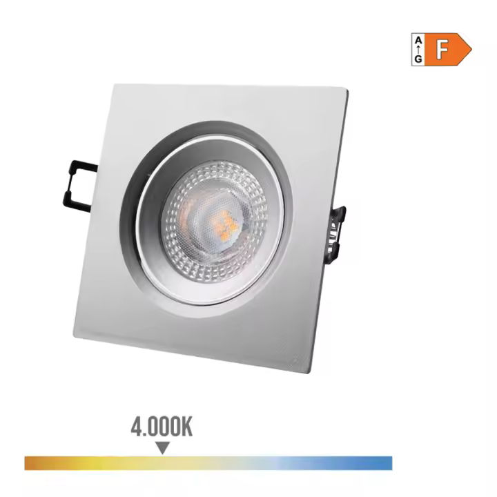 DOWNLIGHT LED EMPOTRABLE CUADRADO 5W 4000K LUZ DIA COLOR CROMO 9x9cm EDM - 1