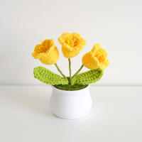 Ramo Tejido a Mano De Valeriana En Maceta Decoración Floral Artificial Para Regalo Casa Y Escritorio Estilo De Flores Bonzai Material COTON - details 2
