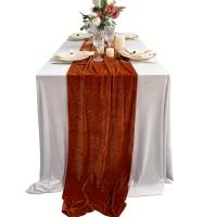 1pc Hermoso Corredor De Mesa De Terciopelo Para Bodas Y Recepciones Decoración Suave De Seda Superficie Para Sala De Estar - details 2