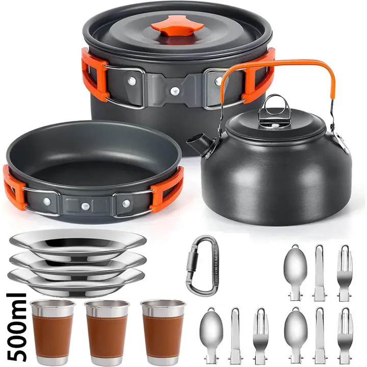 Juego De Cocina Para Camping LISM Para 2-3 Personas Sello Antigoteado Con Vaso De Té Aluminio Plegable Para Picnic Al Aire Libre - 1