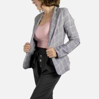 Pantalón de mujer negro con botones delanteros, adorno con lazo, bolsillos laterales y doble pinza, Le Côté Chic - details 1