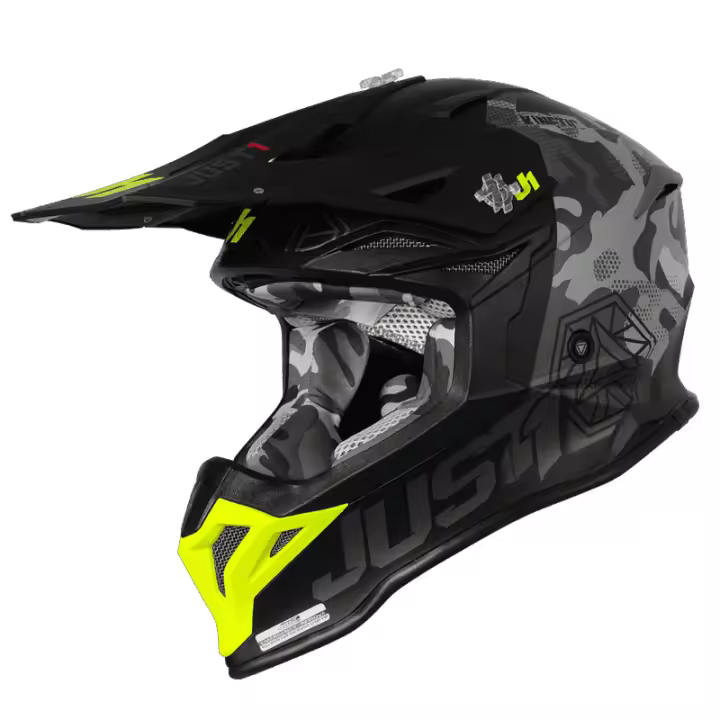 CASCO MOTOCROSS JUST1 J39 KINETIC CAMO FLUO YELLOW RED BLACK (MATT) - 1