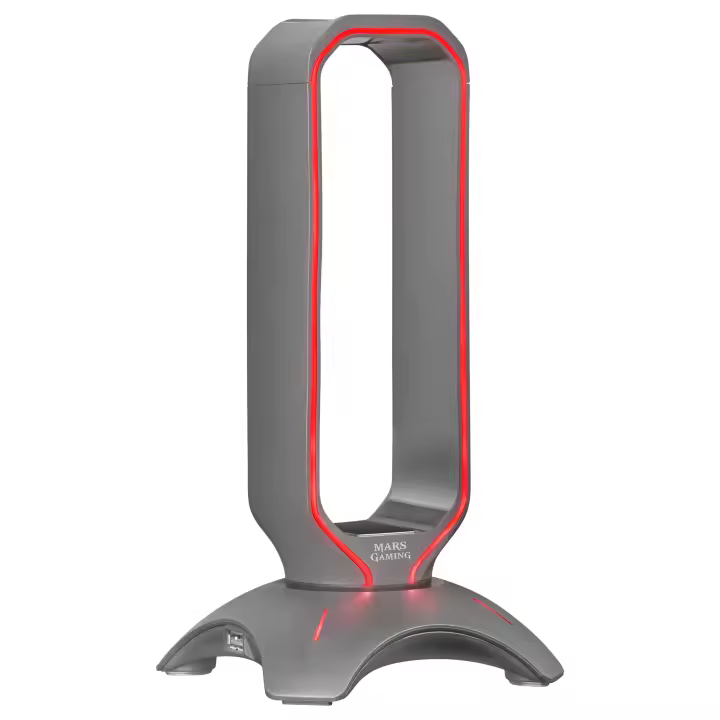 Mars Gaming MHHX, Soporte Auriculares 2 en 1, Iluminación LED RGB Flow, Hub 2 Puertos USB 2.0, Curvatura Optimizada, Soporte Auriculares Negro o Blanco - 1