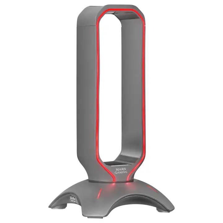 Mars Gaming MHHX, Soporte Auriculares 2 en 1, Iluminación LED RGB Flow, Hub 2 Puertos USB 2.0, Curvatura Optimizada, Soporte Auriculares Negro o Blanco - 1