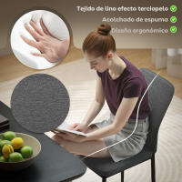 HOMCOM Juego de 2 Sillas de Comedor Modernas Sillas de Cocina con Asiento Acolchado y Tapizado Respaldo Curvo Patas de Acero para Salón Dormitorio - details 4