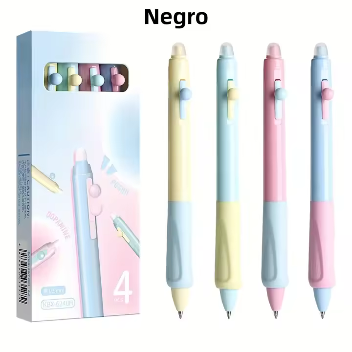 Set De 4 Bolígrafos De Gel Retráctiles Y Borrables 0.5 Mm Para Completer Sudoku Y Crucigramas Ink Black/Blue No Necesitan Blanqueador - 1