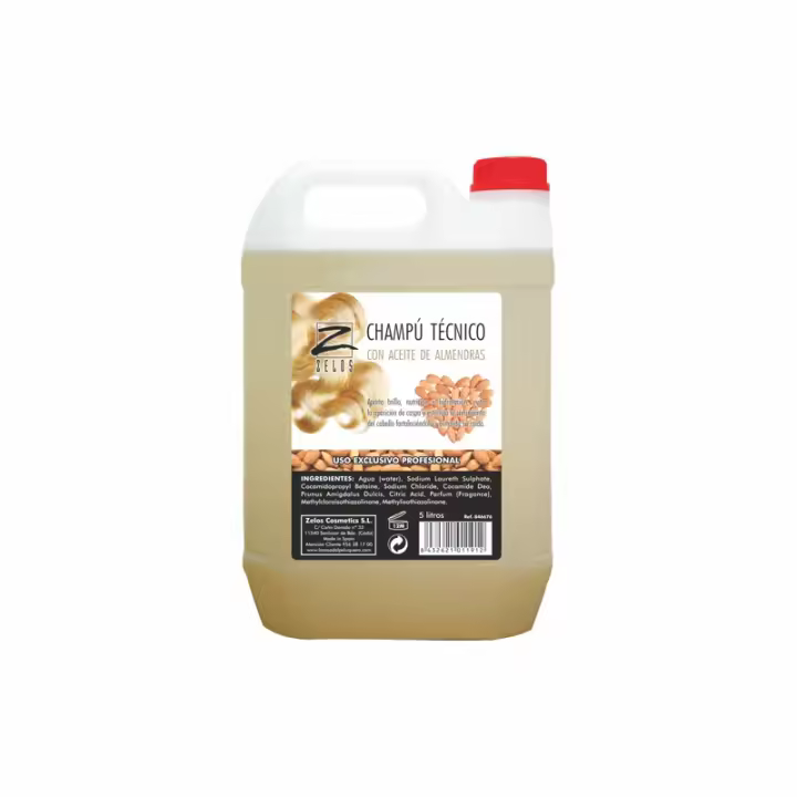 Zelos Champú Técnico con Aceite de Almendras Amargas 5L - Proporciona Brillo y Nutrición - Ideal para cabello fino y frágil - Uso Profesional - 1