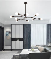Lámpara De Techo Moderna Y Minimalista Ajustable En Ángulo Negro/Oro Chandelier Pendente Iluminación Metal E27 Fuente De Alimentación DC - details 6