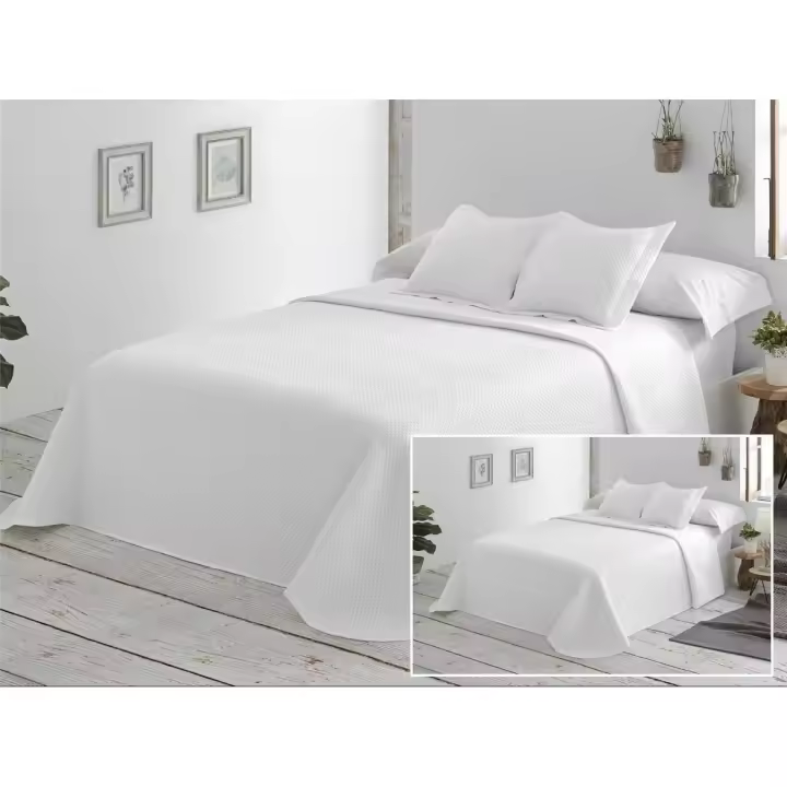 Colcha MULTI Lisa para Cama 90/105/135/150, 100% Microfibra Extra Suave, Biti Reversible, Cubrecama Fina, Primavera Verano Entretiempo, Incluye Funda de Cojín - 1