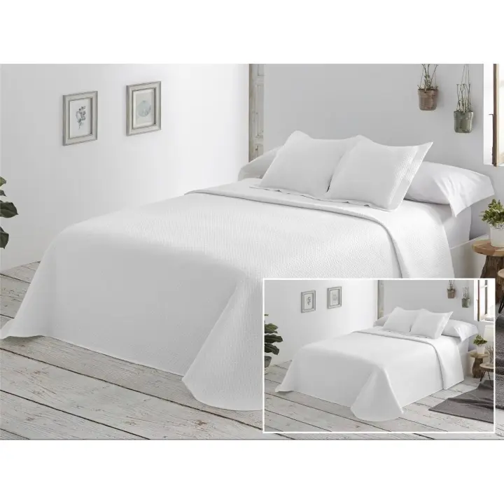 Colcha MULTI Lisa para Cama 90/105/135/150, 100% Microfibra Extra Suave, Biti Reversible, Cubrecama Fina, Primavera Verano Entretiempo, Incluye Funda de Cojín - 1