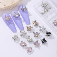 30pcs Decoración De Uñas En Forma De Corazón Y Planeta Estilo Metálico Y2K Con Diamantes De Color Plata Adornos De Aleación De Rhinestone Para DIY - details 0