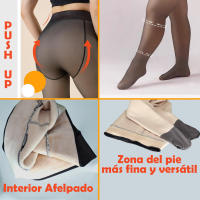 Geshop Pantys Térmicos Efecto Piel Translúcidas Medias Térmicas Efecto Piel para Mujer 680 DEN /900 DEN Afelpado Térmico para Invierno, Color Negro Translúcido Efecto piel real. - details 2