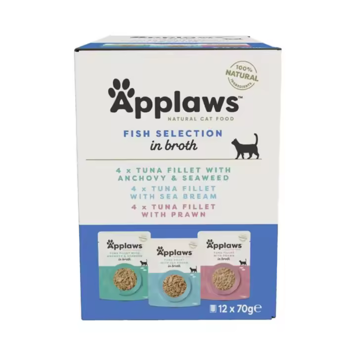 Applaws Cat Comida Húmeda en Sobres para Gatos con Caldo de Pescado Multipack - 12 unidades x 70gr - 1