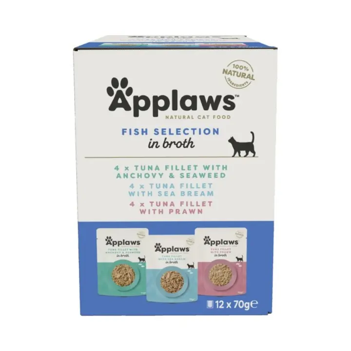 Applaws Cat Comida Húmeda en Sobres para Gatos con Caldo de Pescado Multipack - 12 unidades x 70gr - 1